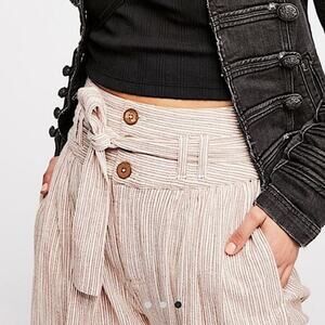 Free People Harem Pants Textured High Waist 0 Summer Beach Crop Nautical Stripes